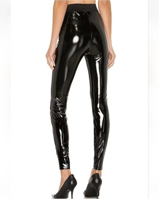 7 For All Mankind Pants - NWOT 7 FOR ALL MANKIND LIQUID LEGGINGS Skinny Pull On Black Shiny Vinyl S SMALL